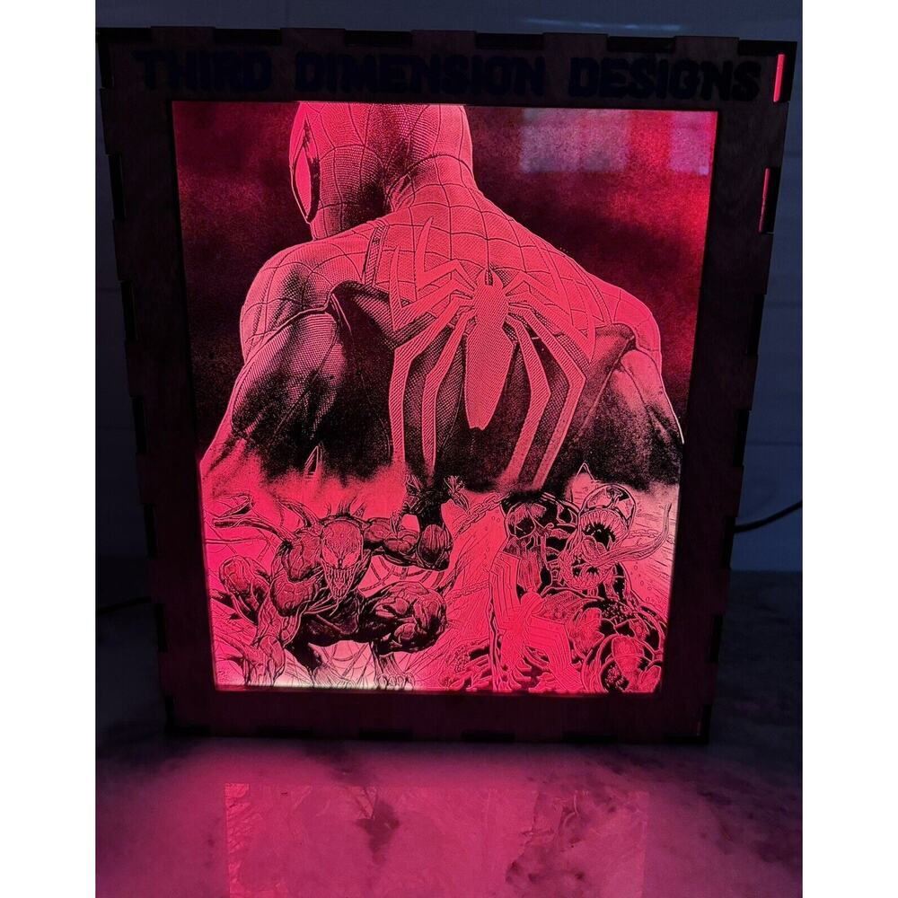 Custom Made Neon Lighted Color Changing Spider-Man Venom Wall/Standing Light Box - Picture 2 of 15